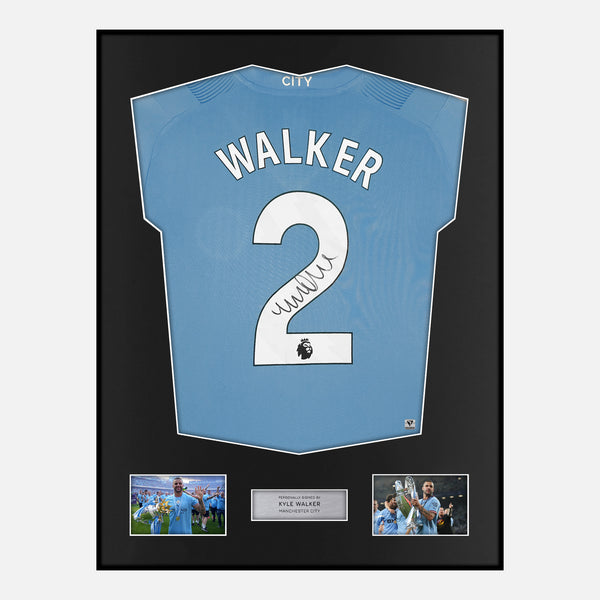 Framed Kyle Walker Signed Manchester City Shirt 2023-24 Home [Modern]