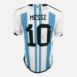 Framed Lionel Messi Signed Argentina Shirt 2022 World Cup [Modern]