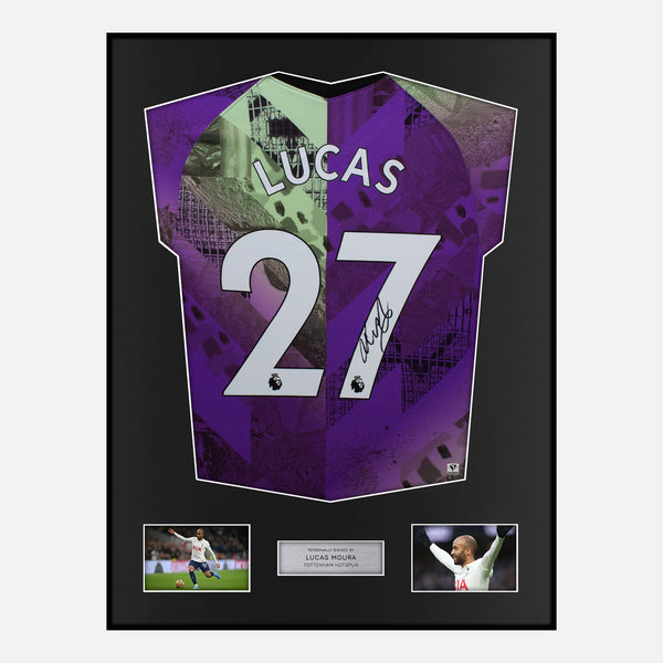 Framed Lucas Moura Signed Tottenham Hotspur Shirt 2021-22 Third [Modern]