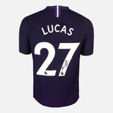 Framed Lucas Moura Signed Tottenham Hotspur Shirt 2019-20 Away [Mini]