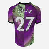 Framed Lucas Moura Signed Tottenham Hotspur Shirt 2021-22 Third [Modern]