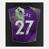 Framed Lucas Moura Signed Tottenham Hotspur Shirt 2021-22 Third [Mini]