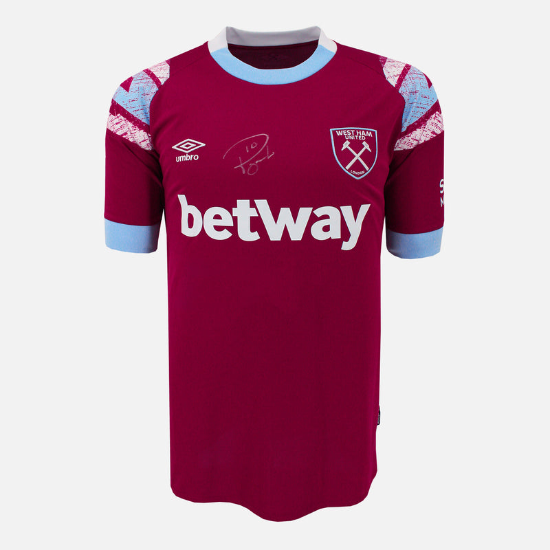 Framed Lucas Paquetá Signed West Ham United Shirt 2022-23 Home [Modern]