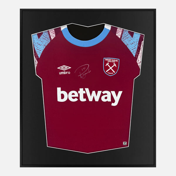 Framed Lucas Paquetá Signed West Ham United Shirt 2022-23 Home [Mini]