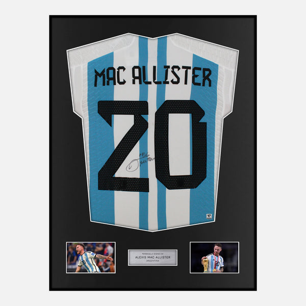 Framed Alexis Mac Allister Signed Argentina Shirt 2022 World Cup Final [Modern]