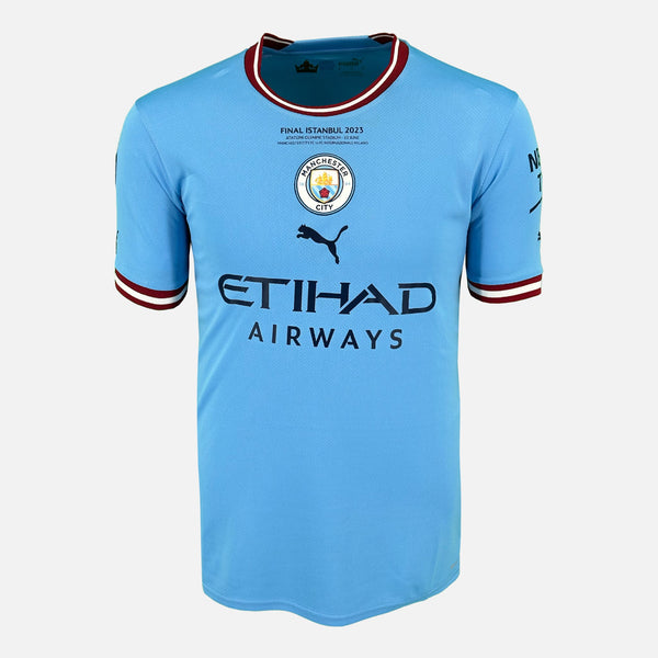 2023 Manchester City Home Shirt Haaland 9 Istanbul Final Treble [Perfect] M