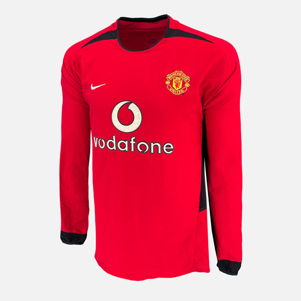2002-04 Manchester United Home Shirt Veron 4 long sleeve [Excellent] XL