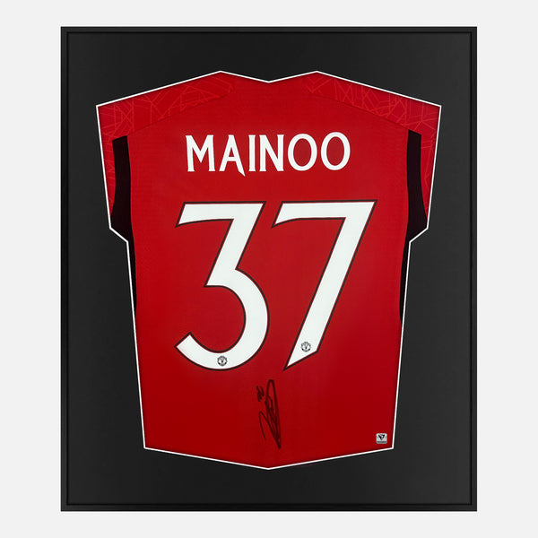 Framed Kobbie Mainoo Signed Manchester United Shirt Home Cup [Mini]
