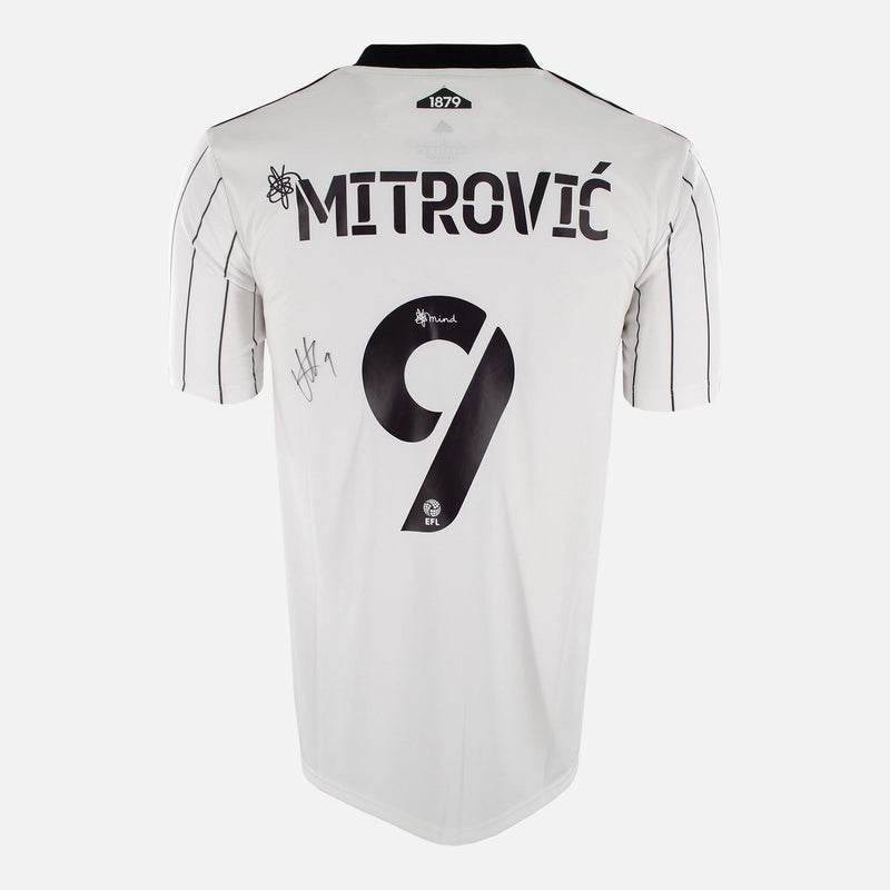 Framed Aleksandar Mitrovic Signed Fulham Shirt 2021-22 Champions [Modern]