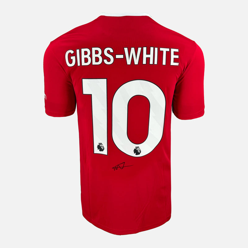 Framed Morgan Gibbs-White Signed Nottingham Forest Shirt Home Red [Mini]