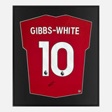 Framed Morgan Gibbs-White Signed Nottingham Forest Shirt Home Red [Mini]