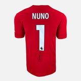 Framed Nuno Espírito Santo Signed Nottingham Forest Shirt Home Red [Mini]