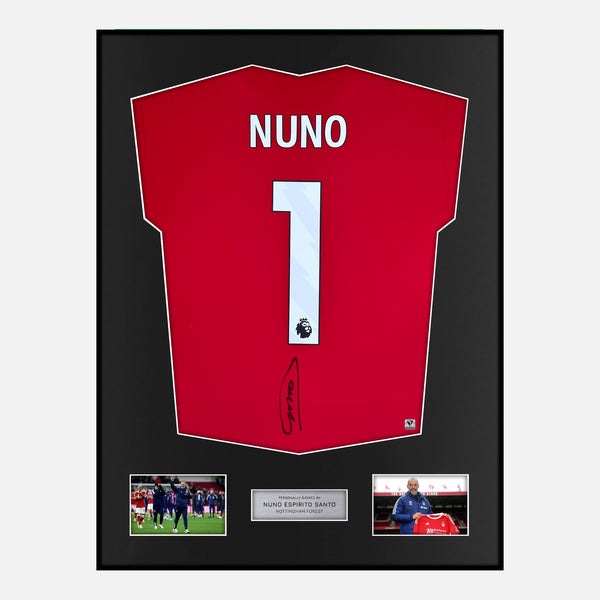 Framed Nuno Espírito Santo Signed Nottingham Forest Shirt Home Red [Modern]