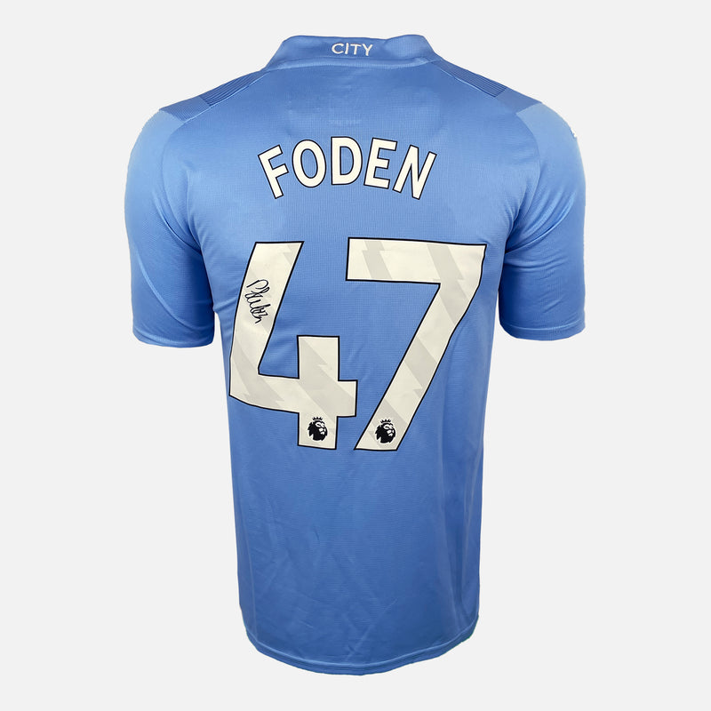 Framed Phil Foden Signed Manchester City Shirt 2023-24 Home [Mini]