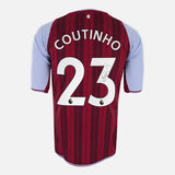 Framed Philippe Coutinho Signed Aston Villa Shirt 2021-22 Home [Mini]