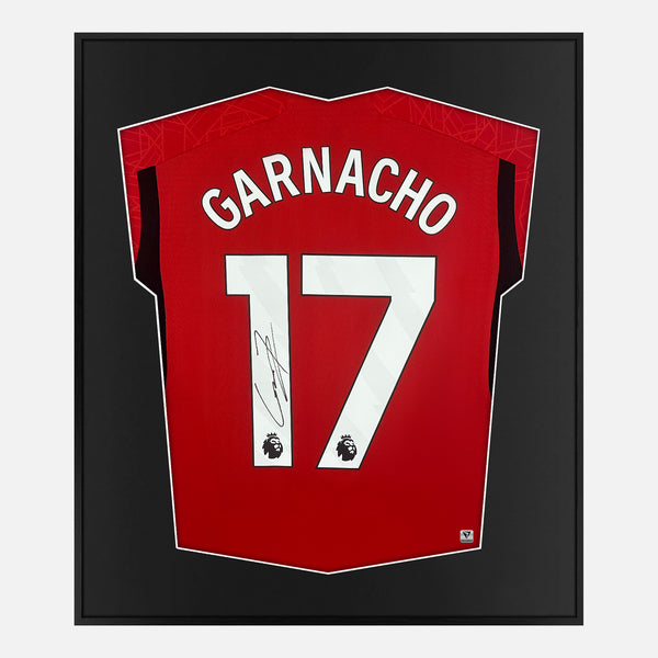 Framed Alejandro Garnacho Signed Manchester United Shirt Home 2023-24 [Mini]