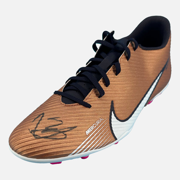 Rasmus Hojlund Signed Football Boot Manchester United Nike Gold [Left]