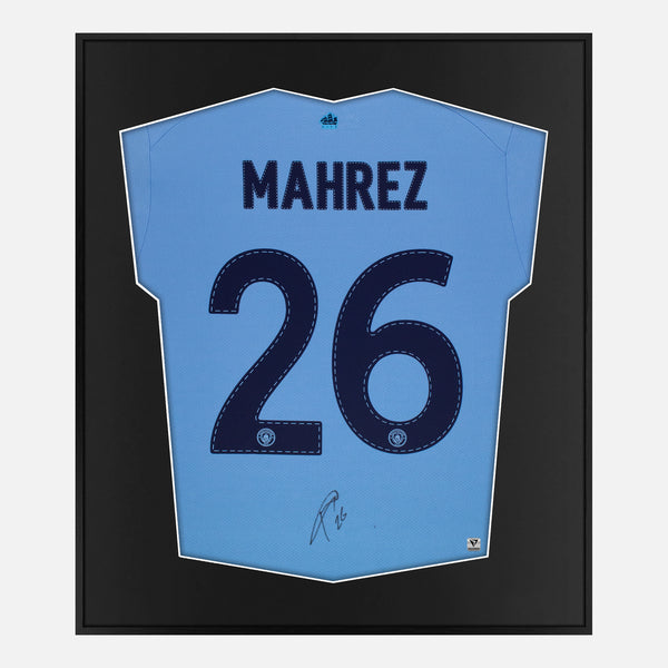 Framed Riyad Mahrez Signed Manchester City Shirt 2023 Treble [Mini]