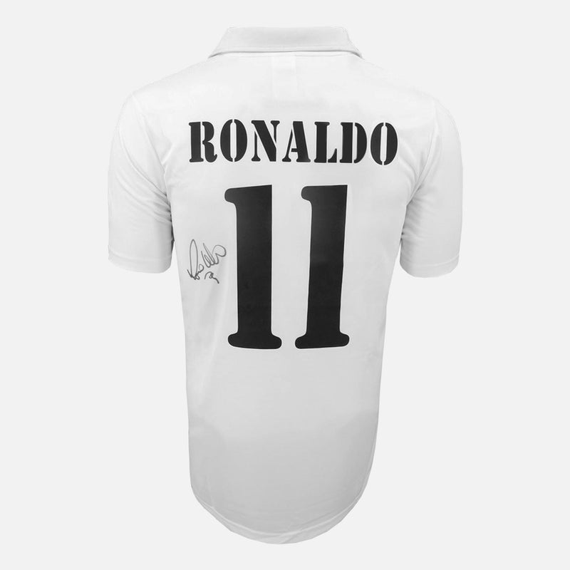 Framed Ronaldo Signed Real Madrid Shirt 2002 Centenary Home [Mini]