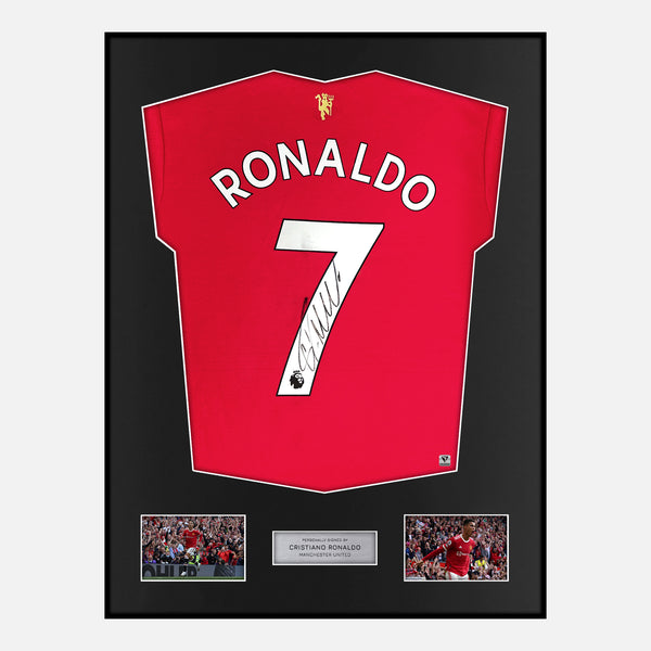 Framed Cristiano Ronaldo Signed Manchester United Shirt Home 2021-22 [Modern]
