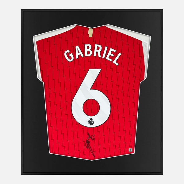 Framed Gabriel Magalhães Signed Arsenal Shirt 2023-24 Home [Mini]
