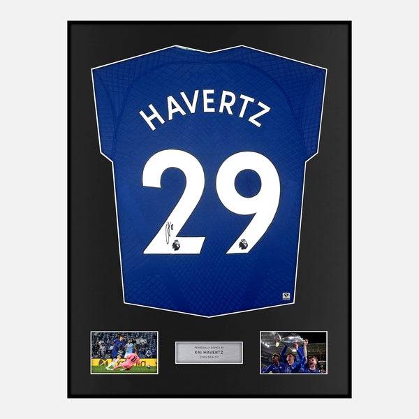 Framed Kai Havertz Signed Chelsea Shirt 2022-23 Home [Modern]