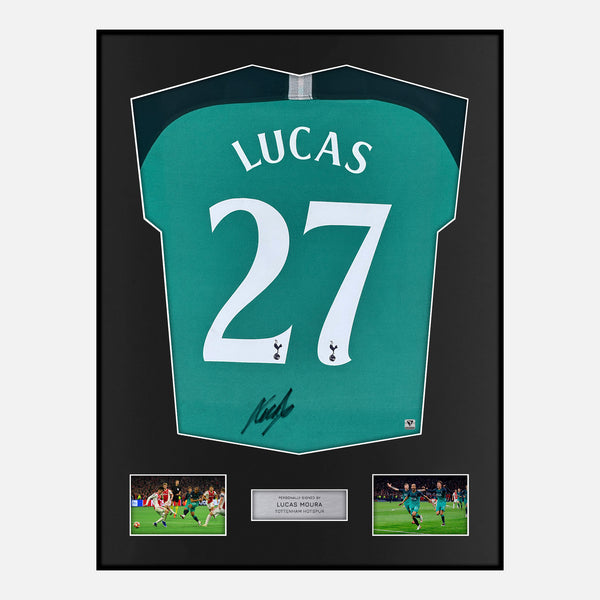 Framed Lucas Moura Signed Tottenham Hotspur Shirt 2018-19 Third away [Modern]