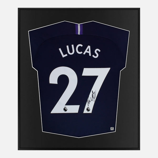 Framed Lucas Moura Signed Tottenham Hotspur Shirt 2019-20 Away [Mini]