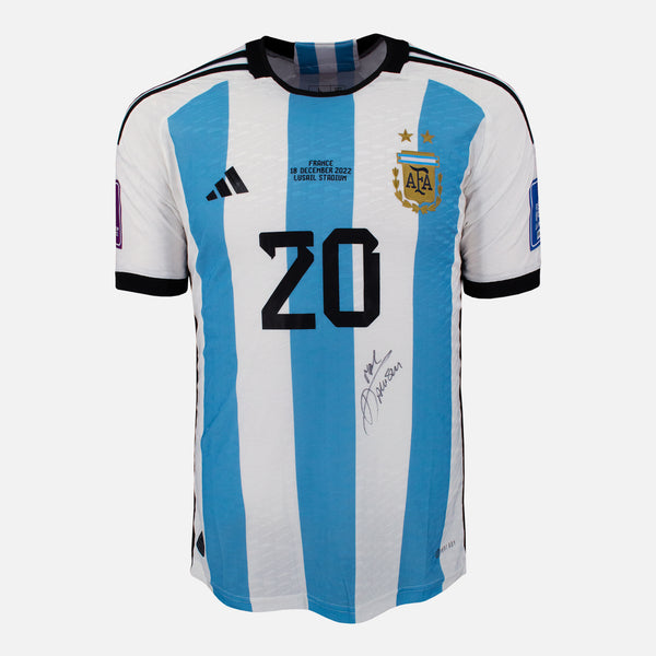 Mac Allister Signed Argentina Shirt 2022 World Cup Winners [Front]