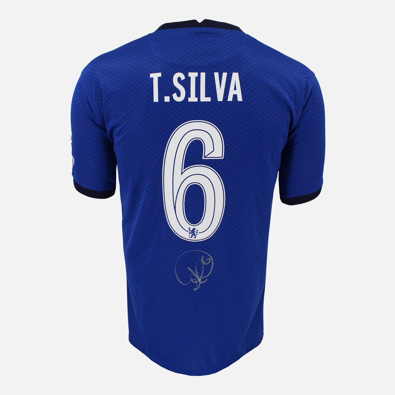 Framed Thiago Silva Signed Chelsea Shirt 2021 CL Winners [Modern]
