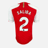 Framed William Saliba Signed Arsenal Shirt 2023-24 Home [Modern]