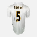 Framed Zinedine Zidane Signed Real Madrid Shirt 2002 Home [Mini]