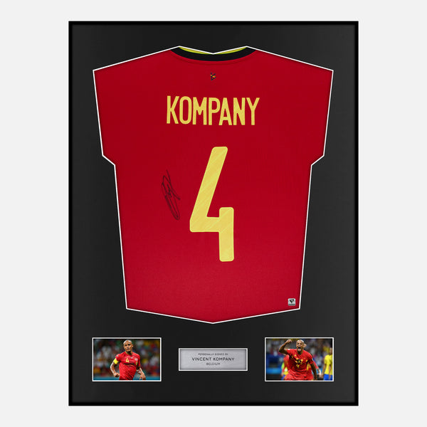 Framed Vincent Kompany Signed Belgium Shirt 2020-21 Home [Modern]