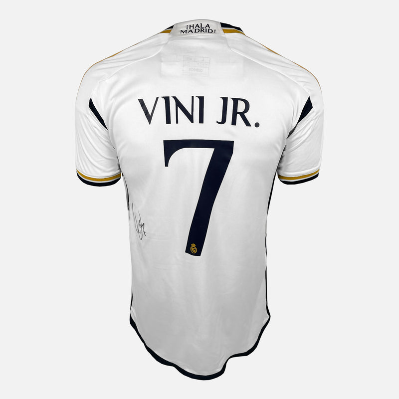 Framed Vinícius Junior Signed Real Madrid Shirt 2023-24 Home [Mini]