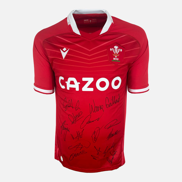 Squad Signed Wales Rugby Shirt 2021-22 Home [14 Autographs]