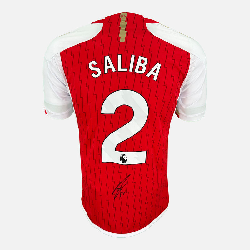 Framed William Saliba Signed Arsenal Shirt 2023-24 Home [Modern]