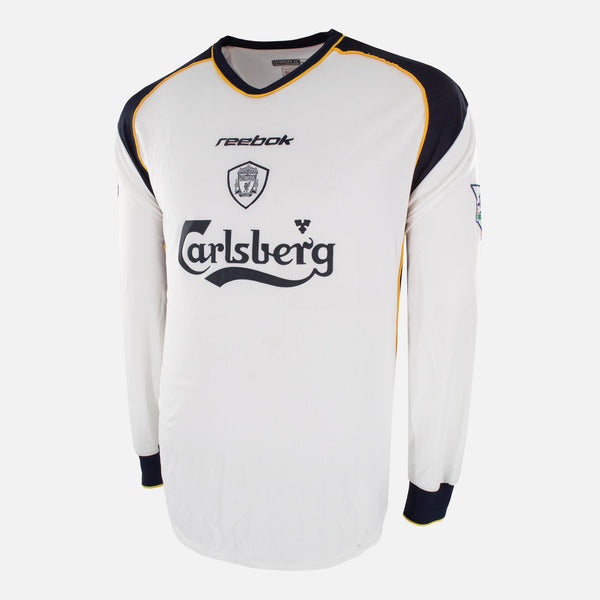 Liverpool White away shirt 2001 Carlsberg Kit