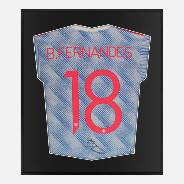 Framed Bruno Fernandes Signed Manchester United Shirt 2021-22 Away [Mini]