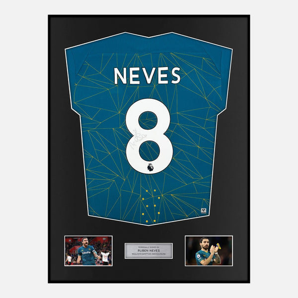 Framed Ruben Neves Signed Wolves Shirt 2022-23 Away [Modern]