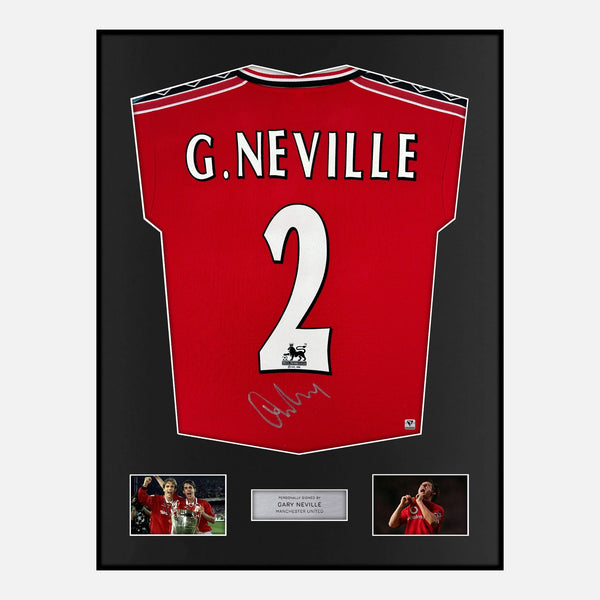 Framed Gary Neville Signed Manchester United Shirt 1999 Treble [Modern]