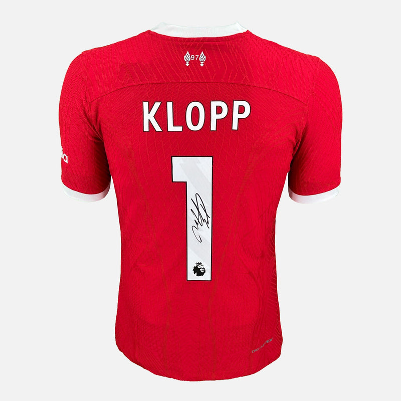 Framed Signed Jurgen Klopp Liverpool Shirt 2023-24 Home [Modern]
