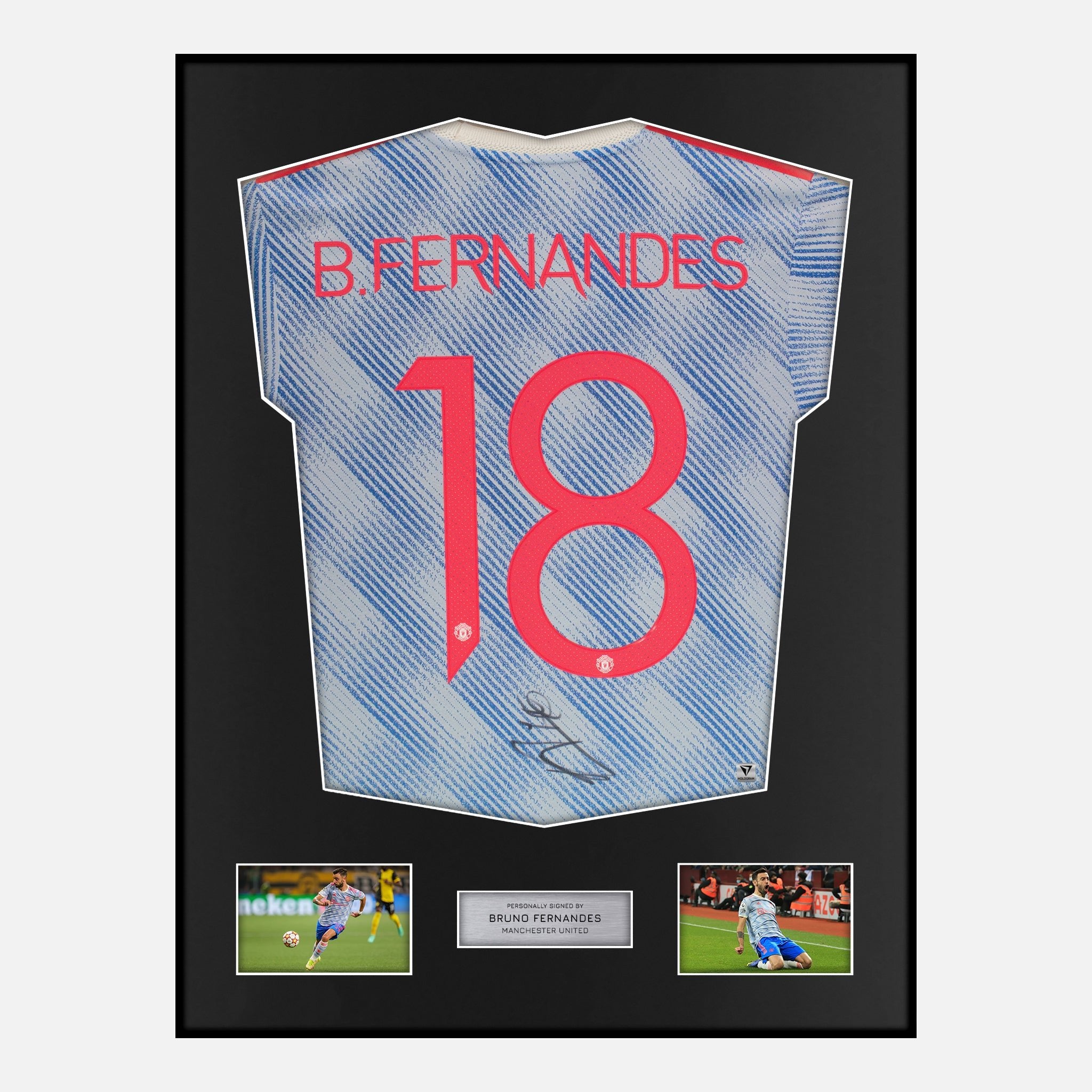 Framed Bruno Fernandes Signed Manchester United Shirt 2021-22 Away [Cl