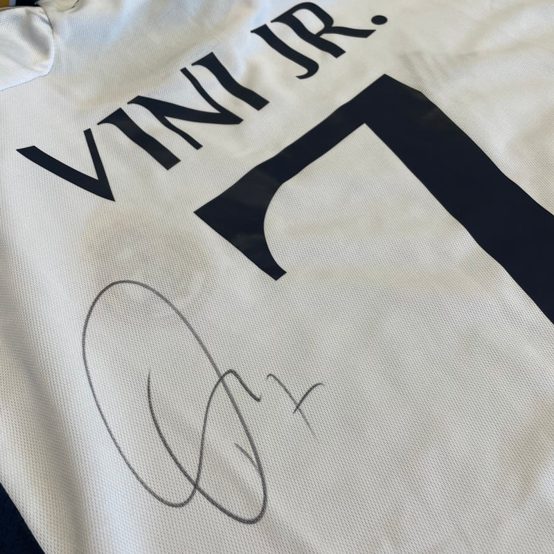 Framed Vinicius Junior Signed Shirt, Real Madrid Home [Mini]