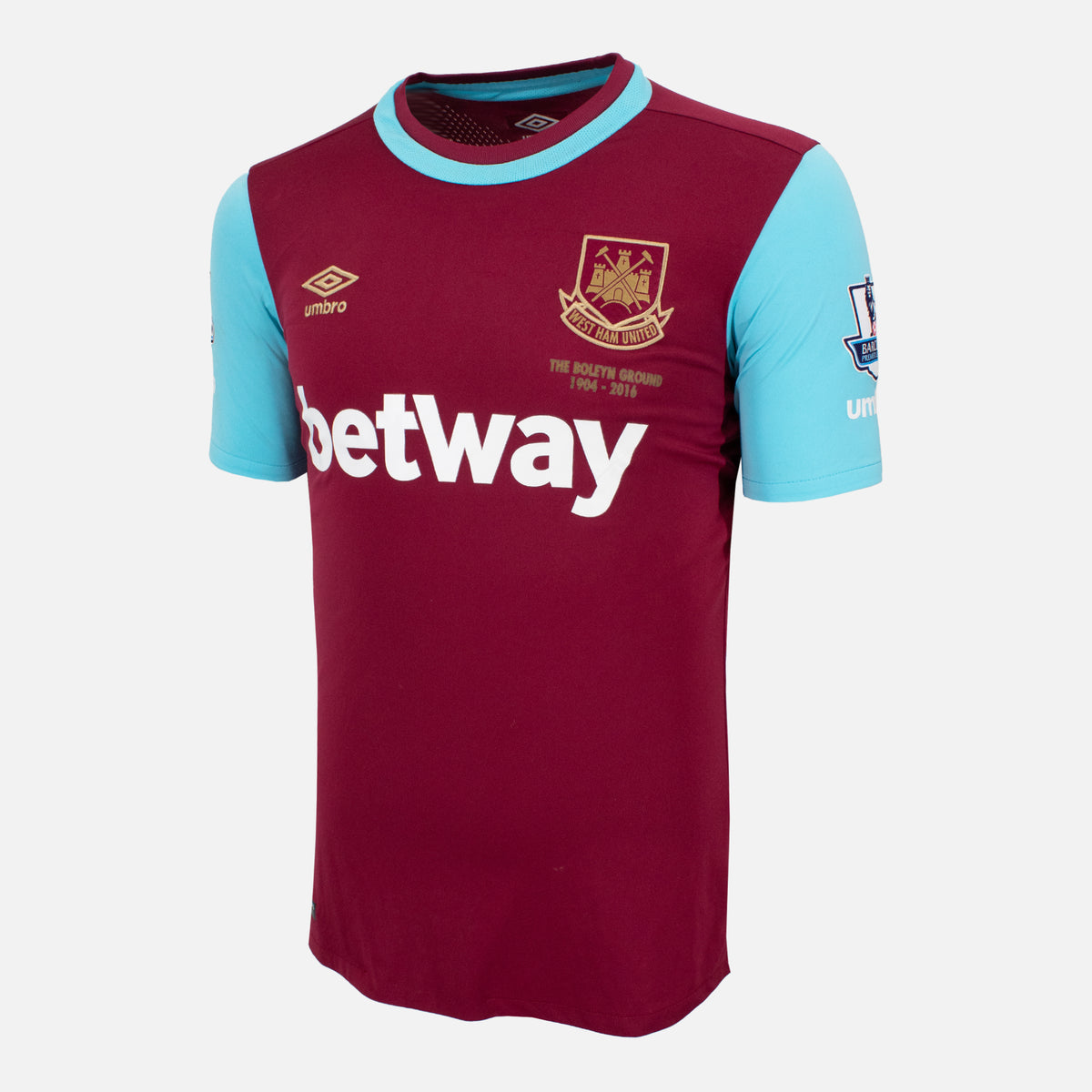 2015-16 West Ham Home Shirt PL badges [Excellent] S — Verified official West Ham United shirt, condition graded | The Vault