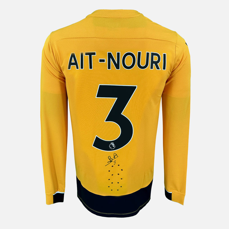 Framed Rayan Ait-Nouri Signed Wolves Shirt, Orange Home [Mini]