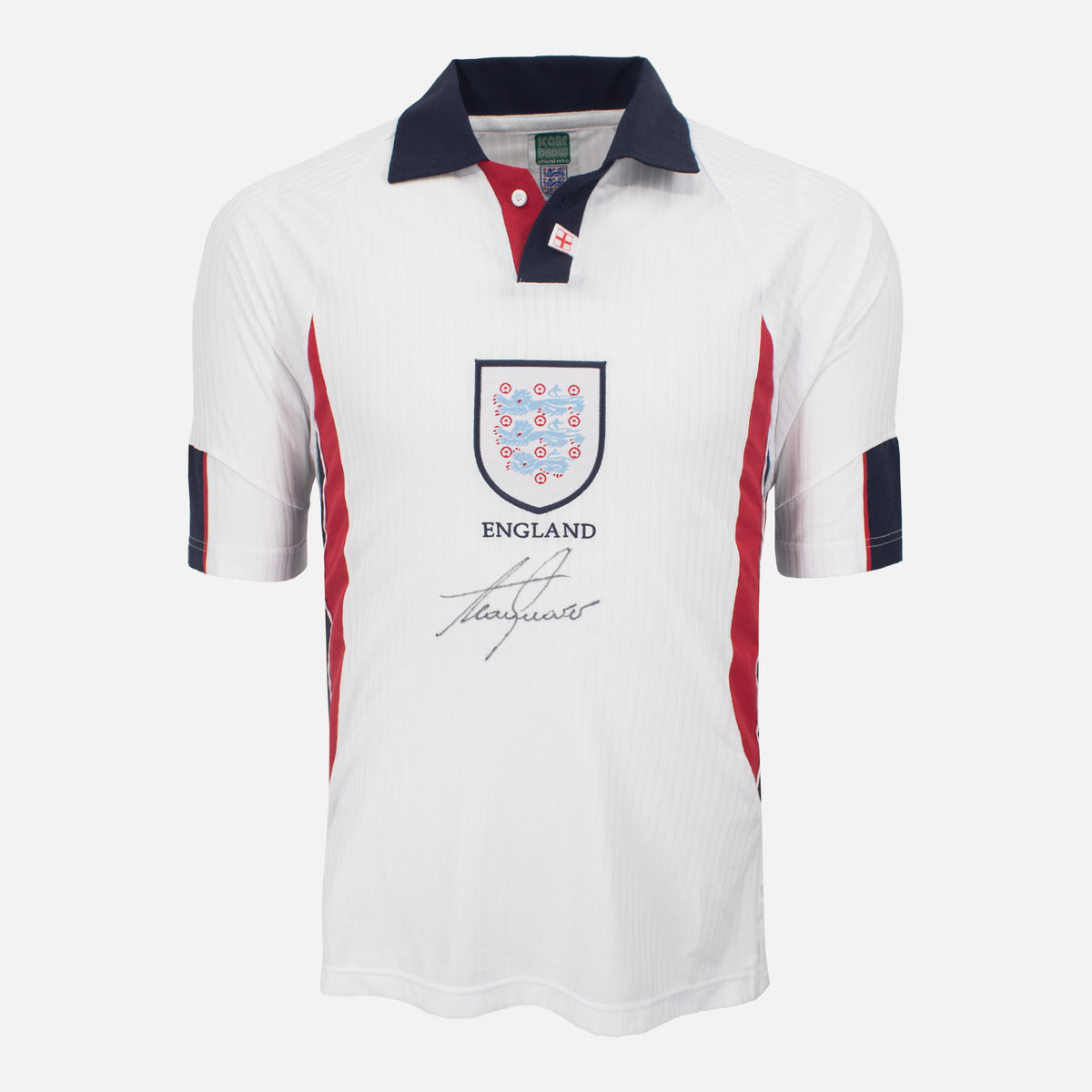 Alan Shearer Signed England Shirt 1998 World Cup [Front] — England signed shirt from the 1997 to 1999 season | The Vault