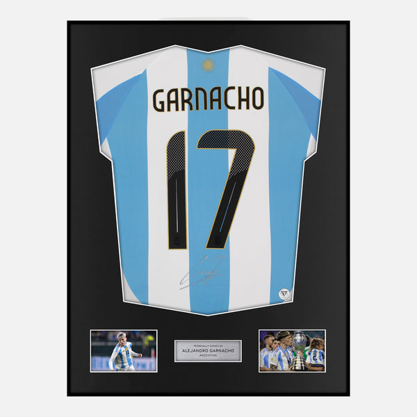 Framed Alejandro Garnacho Signed Argentina Shirt 2024-25 Home [Modern]