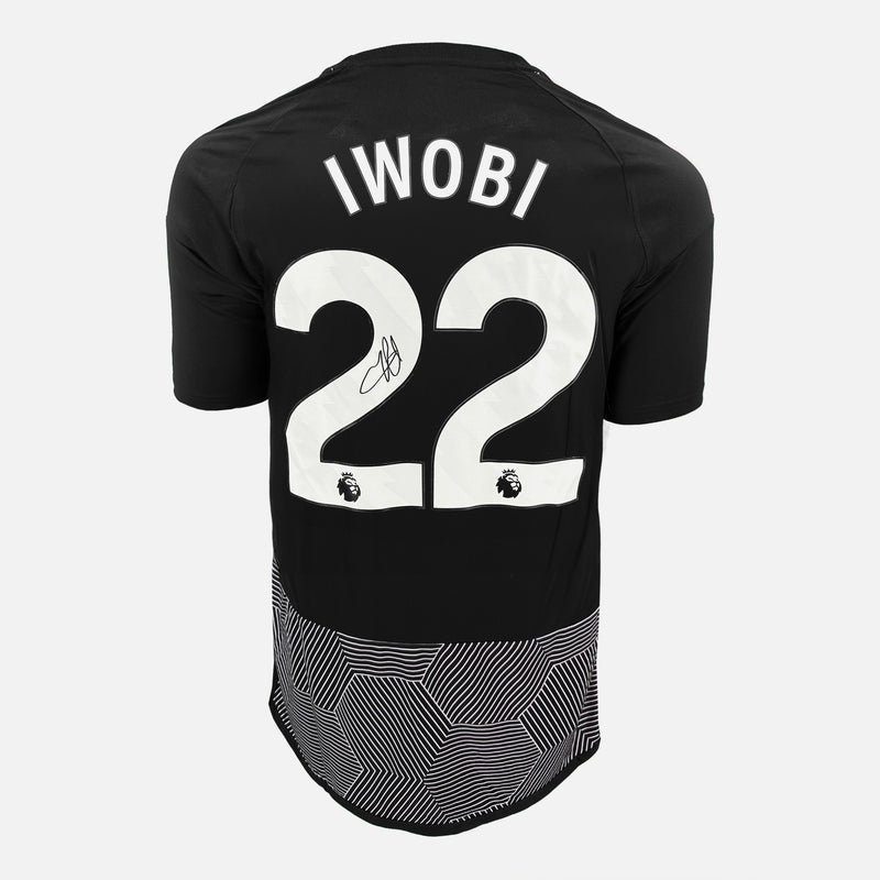 Framed Iwobi Signed Fulham Shirt, Black Third away [Mini]