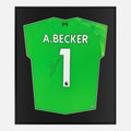 Framed Alisson Becker Signed Liverpool Shirt, Green Goalkeeper [Lite]