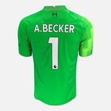 Framed Alisson Becker Signed Liverpool Shirt 2021-22 Goalkeeper [Modern]
